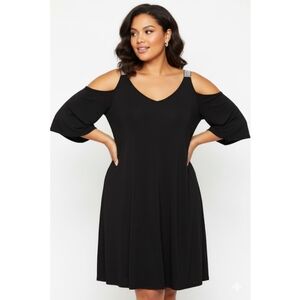 Lori Michaels Cold Shoulder Cocktail Dress Plus Size 3X Rhinestone Embellished